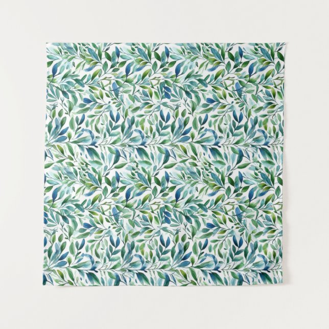 Tenture Aquarelle Motif botanique à feuilles douces (Devant)