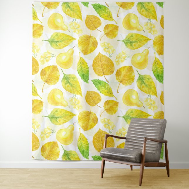 Tenture Aquarelle motif d'automne (En situation)