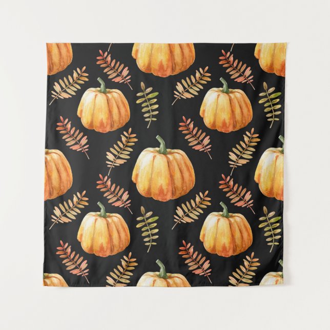 Tenture Aquarelle motif transparent avec citrouille (Devant)
