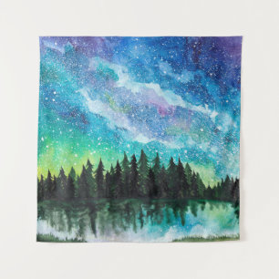 Tenture Aquarelle nuit paysage Voie Lactée