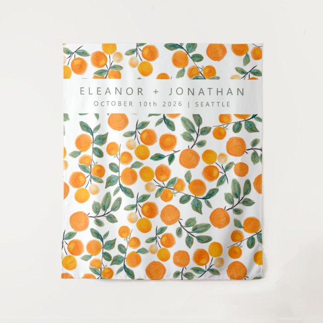 Tenture Aquarelle Orange Citrus Photo Boite Arrière-plan (Devant)