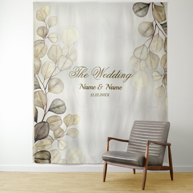 Tenture Aquarelle Party Golden Eucalyptus Foliage brillant (En situation)