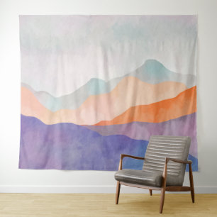 Tenture Aquarelle Pastel Montagnes Nature Paysage