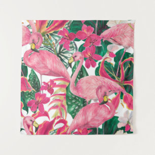 Tenture Aquarelle peinture sans couture motif avec flamant