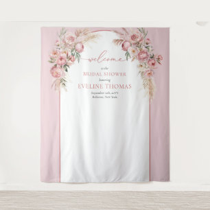 Tenture Aquarelle rose pâle fleurs boho Fête des mariées