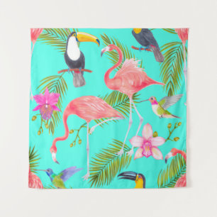 Tenture Aquarelle tropicale oiseaux sans couture motif