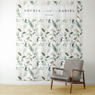 Tenture Aquarelle Vert Mariage Photo Prop fond