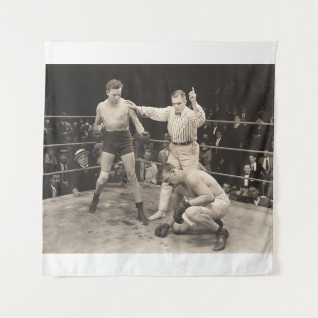 Tenture Arbitre comptant sur boxer en boxe, vintage (Devant)