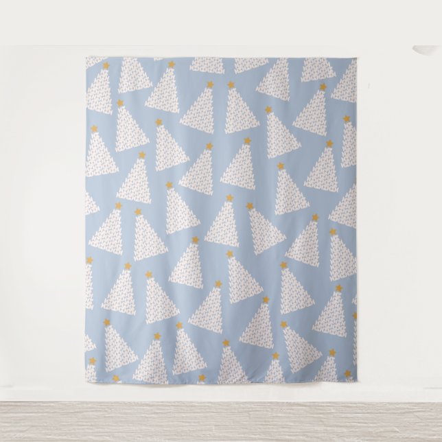 Tenture Arbre de Noël bleu Motif (Devant)