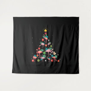 Tenture Arbre de Noël Flamant rose drôle