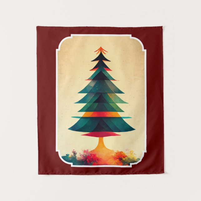 Tenture Arbre de Noël Joyfull Design géométrique (Devant)