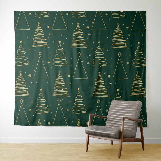 Tenture Arbre de Noël vert minimal (En situation (horizontale))