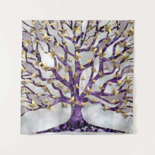 Tenture Arbre de vie - Améthyste et papillons