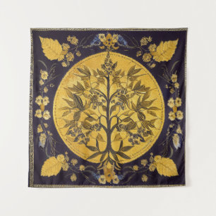 Tenture Arbre de vie par kedoki broderie en or noir Throw