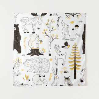 Tenture Arbres forestiers d'automne Motif Feuille