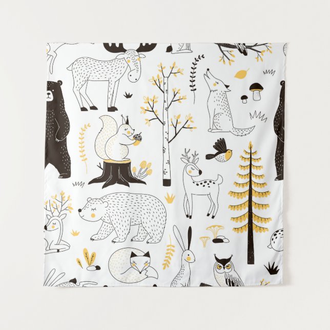 Tenture Arbres forestiers d'automne Motif Feuille (Devant)