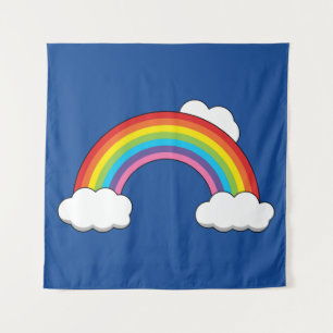 Tenture Arc en ciel avec nuages blancs