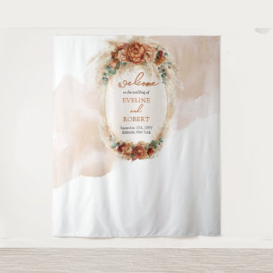 Tenture Arc en terre cuite bordeaux tendance en toile de f