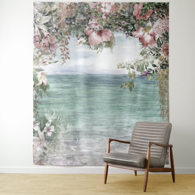 Tenture Arc floral à la mer Prop Mariage (En situation)
