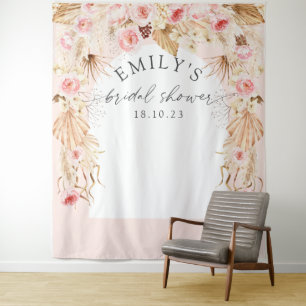 Tenture Arc moderne rose vif Boho floral pampas fond