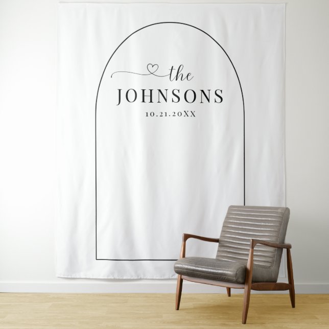 Tenture Arc noir et blanc Mariage ou fond d'anniversaire (En situation)