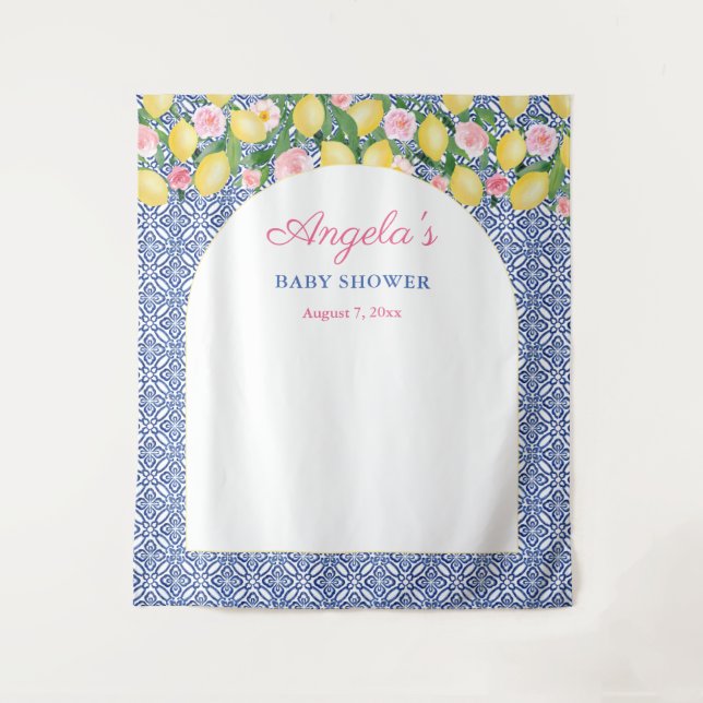 Tenture Arch Positano Lemons Baby shower Photo Contexte (Devant)
