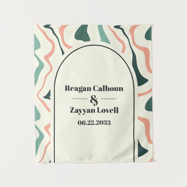 Tenture Arche Retro Arch Mint vert rose Mariage arrière (Devant)