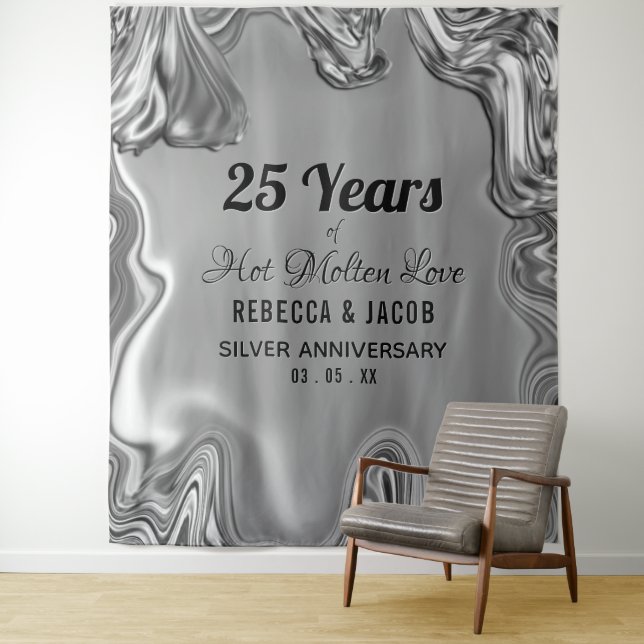 Tenture Argent 25e anniversaire Mariage Contexte (En situation)