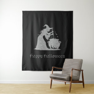 Tenture Argent Witch & Cauldron Halloween fond de photo