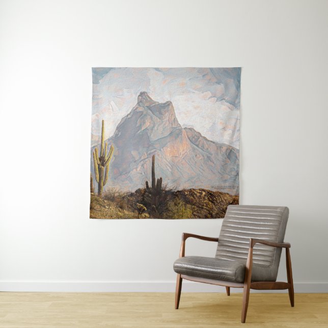 Tenture Arizona Picacho Peak Sud-ouest Art numérique du dé (En situation)