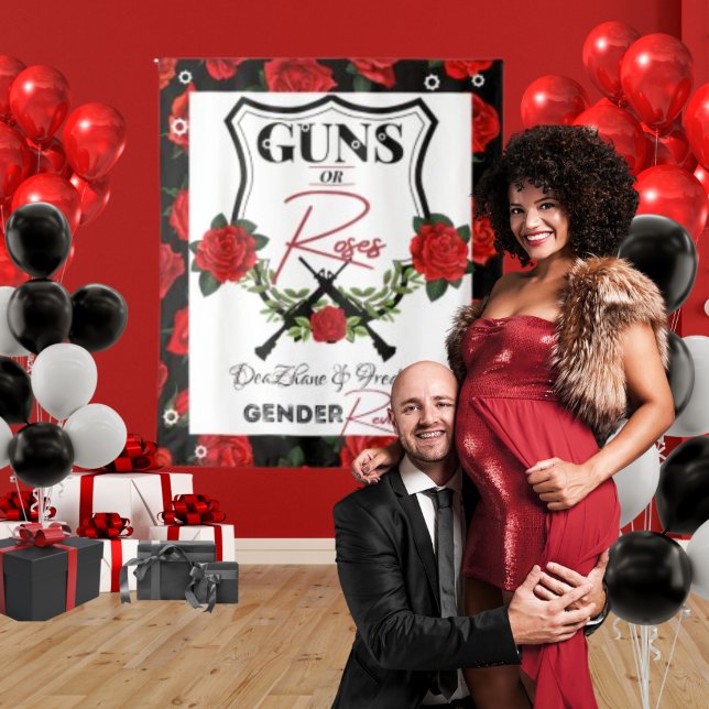 Tenture Armes à feu ou Roses Baby shower de révélation de  (Créateur téléchargé)