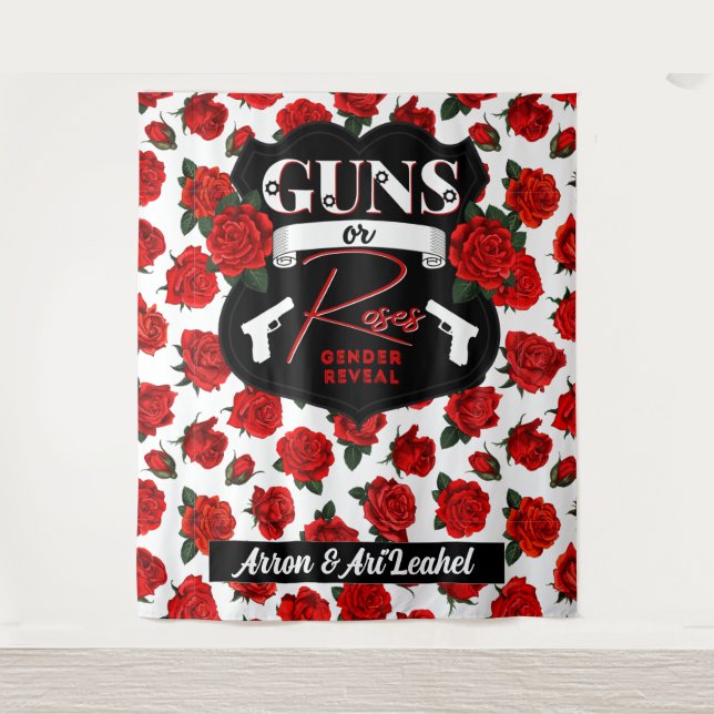 Tenture Armes à feu ou Roses Genre Révéler Rouge|Baby show (Devant)