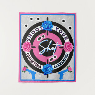 Tenture Armes ou Roses rose et bleu Révélation de genre