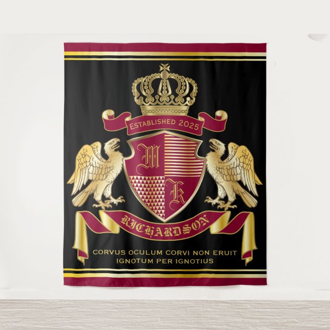 Tenture Armoiries de Monogramme Emblème de couronne d'aigl (Devant)