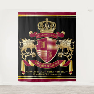 Tenture Armoiries de Monogramme Emblème de couronne de Dra
