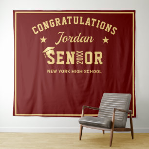 Tenture Arrière moderne Red Graduation Photo Booth Arrière