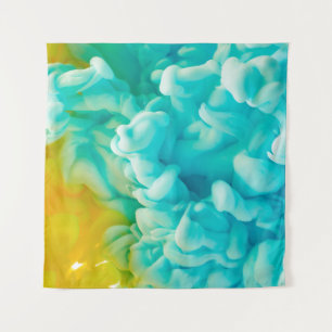 Tenture Arrière-plan abstrait de peinture jaune et bleu