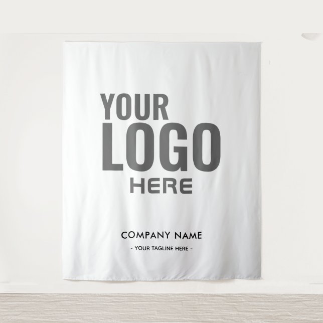 Tenture Arrière-plan blanc du logo personnalisé de l'entre (Devant)