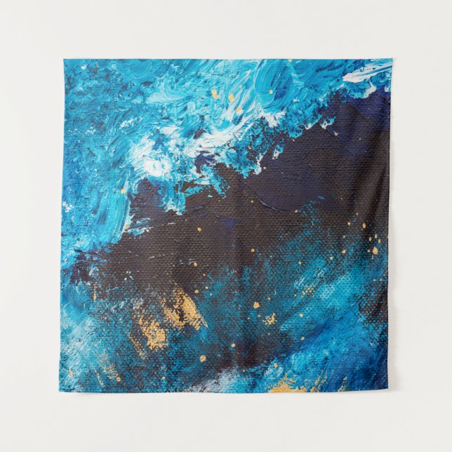 Tenture Arrière - plan bleu acrylique. Peinture Abstraite. (Devant)
