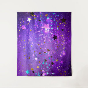 Tenture Arrière - plan de feuille violet avec étoiles