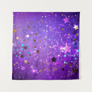 Tenture Arrière - plan de feuille violet avec étoiles