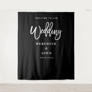Tenture Arrière-plan de Mariage noir et blanc personnalisé