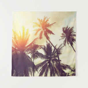 Tenture Arrière - plan de plage tropical avec silhouette d
