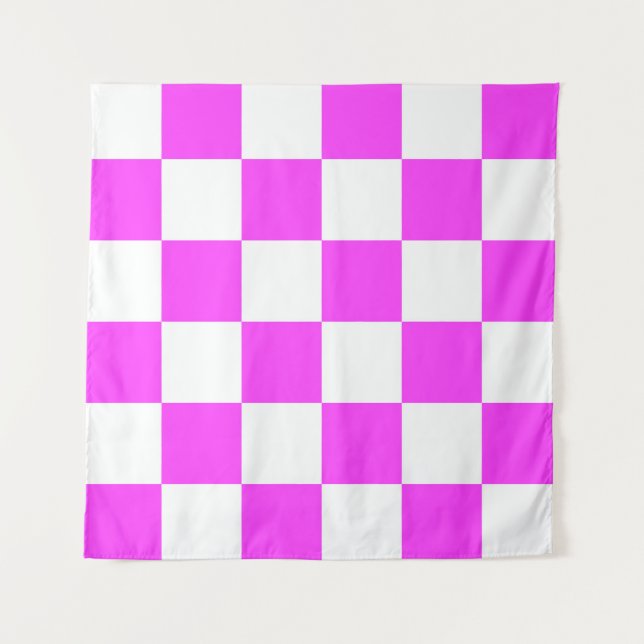 Tenture arrière - plan de tuiles motif À damiers. Blanc et (Devant)