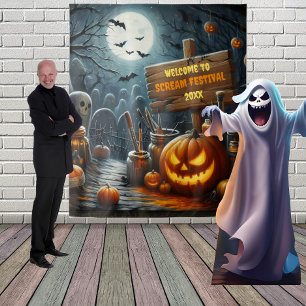 Tenture Arrière-plan d'Halloween de cimetière effrayant