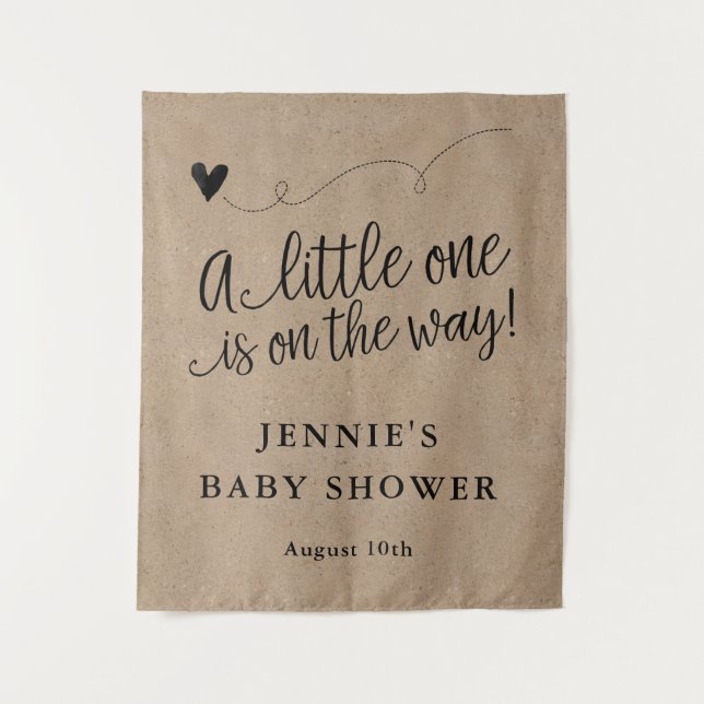 Tenture Arrière-plan du Baby shower de script Kraft rustiq (Devant)