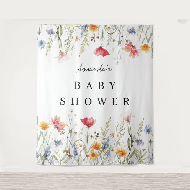 Tenture Arrière-plan du Baby shower Fleur sauvage aquarell (Devant)