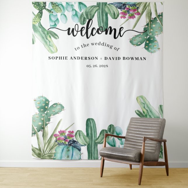 Tenture Arrière-plan du Mariage de cactus Succulent à l'aq (En situation)