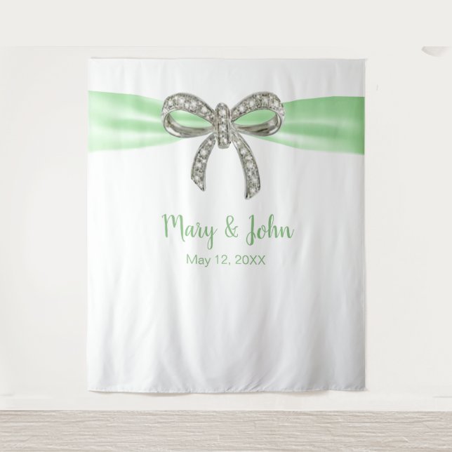 Tenture Arrière-plan du Mariage de la Bow Diamond Vert (Devant)