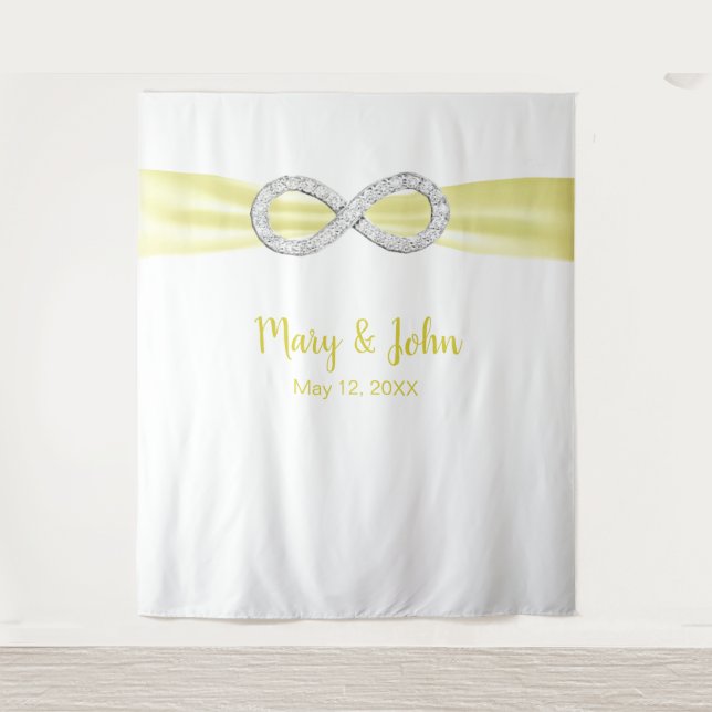 Tenture Arrière-plan du Mariage d'infinité du ruban jaune (Devant)